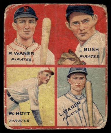 1935 Goudey 4 in 1 Bush, Hoyt, L Waner, and P Waner Low Grade (READ)
