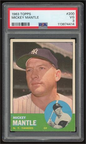 1963 Topps #200 Mickey Mantle PSA 3 VG