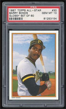 1987 Topps All-Star #30 Barry Bonds RC Glossy PSA 10 GEM MINT