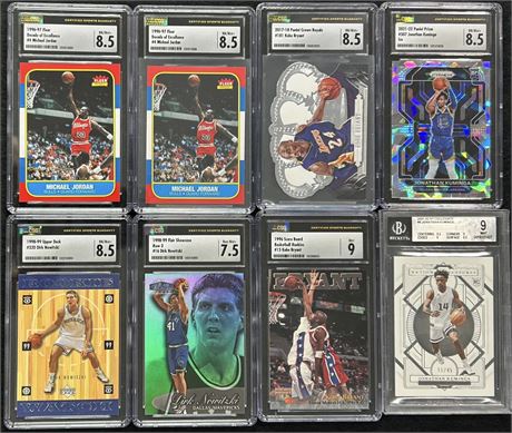 1996-2021 Graded Basketball Star Lot (8) Dirk RC's, Kobe RC, Jordan etc