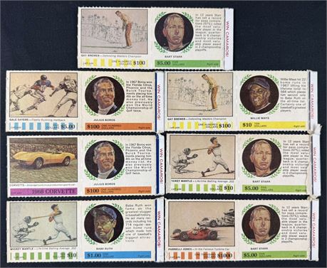 1968 American Oil Winner Circle Double Panel Lot (7) w/ Mantle, Ruth, and Sayers