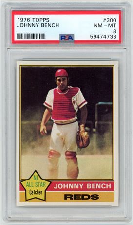 1976 Topps #300 Johnny Bench PSA 8 NMMT