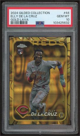 2024 Gilded Collection #44 Elly De La Cruz RC Gold Lava REF 4/10 PSA 10
