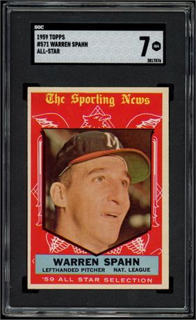 1959 Topps #571 Warren Spahn Hi# All-Star SGC 7 NM