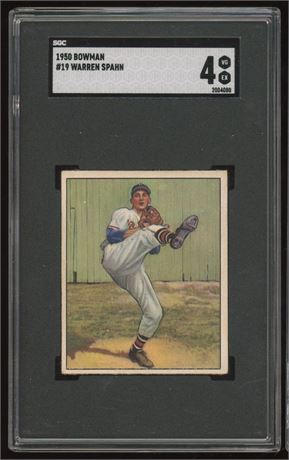 1950 Bowman #19 Warren Spahn SGC 4 VGEX