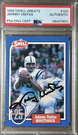 1988 Swell Greats Johnny Unitas Autograph PSA Authentic