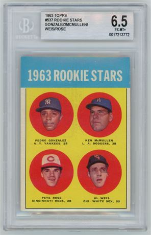 1963 Topps #537 Pete Rose RC BGS 6.5 EXMT+