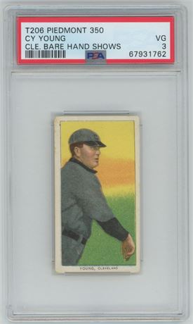 1909-11 T206 Piedmont 350 Cy Young Bare Hand Shows PSA 3 VG