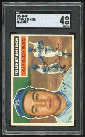 1956 Topps #150 Duke Snider Gray Back SGC 4 VGEX