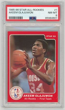 1985 Star All Rookies #1 Akeem Olajuwon RC PSA 8 NMMT