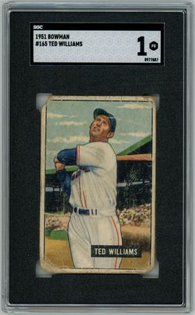 1951 Bowman #165 Ted Williams SGC 1 POOR