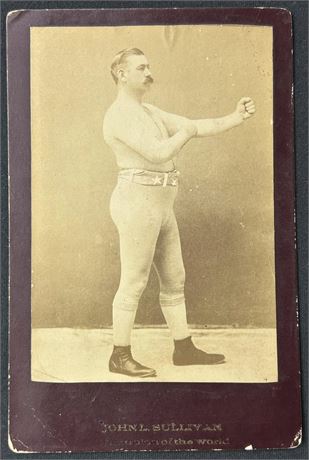 1890's Original John L Sullivan Cabinet Card Champion of the World Side Pose
