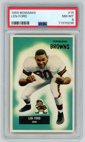 1955 Bowman #14 Len Ford RC PSA 8 NMMT