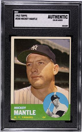 1963 Topps #200 Mickey Mantle SGC Authentic (Color Added)