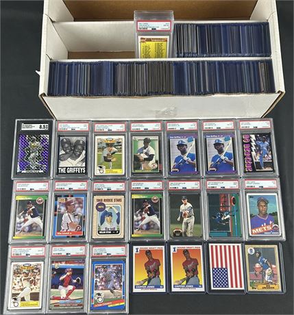 1985-2005 Baseball Lot (370+) Lots of Griffey/Ryan, 22 Graded Cards, RCs ETC