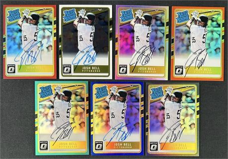 2017 Panini Optic Josh Bell Rated Rookie Lot (7) w/ Autographs, and Numbered