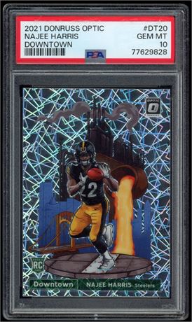2021 Donruss Optic Najee Harris RC Downtown PSA 10 Case Hit