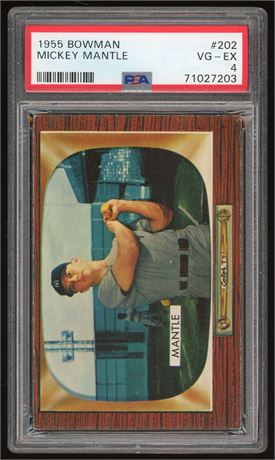 1955 Bowman #202 Mickey Mantle PSA 4 VGEX