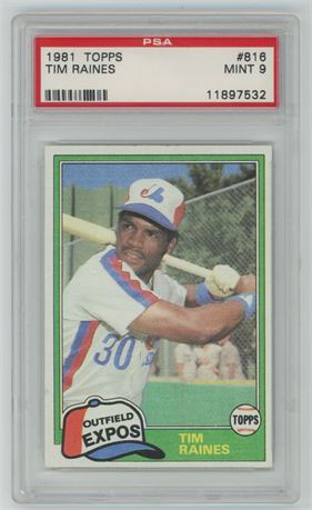 1981 Topps #816 Tim Raines RC PSA 9 MINT