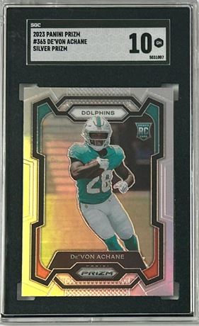 2023 Panini Prizm #365 De'Von Achane RC Silver Prizm SGC 10 MINT