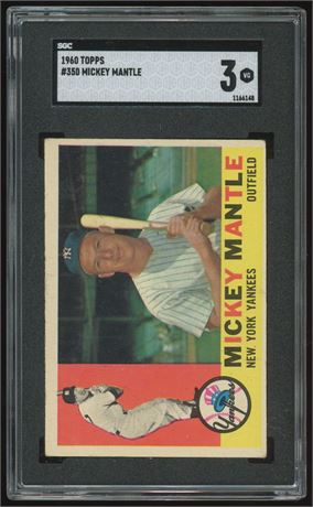 1960 Topps #350 Mickey Mantle SGC 3 VG