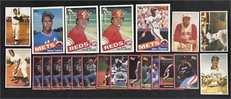 1982-1985 Oversized Baseball Card Lot (22) w/ Mays, Jackie, Koufax, Aaron & Rose