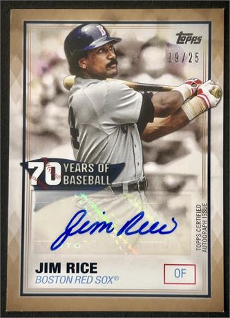 2021 Topps 70 Years of Baseball Jim Rice Auto 19/25 (Corner Ding)
