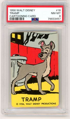 1956 Walt Disney #16 Tramp Cartooning Card PSA 8 NMMT Pop 5 Only 11 Higher