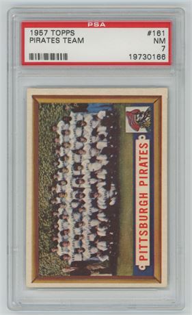 1957 Topps #161 Pirates Team (Roberto Clemente) PSA 7 NM