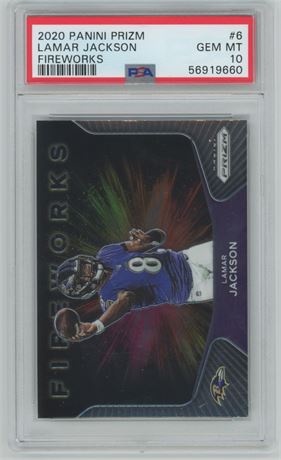 2020 Panini Prizm #6 Lamar Jackson Fireworks PSA 10 GEM MINT