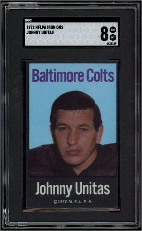1972 NFLPA Iron-Ons Johnny Unitas SGC 8 NMMT
