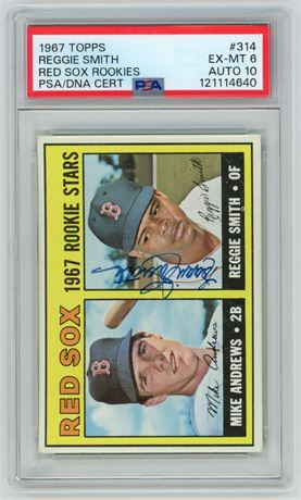 1967 Topps #314 Reggie Smith RC PSA 6 Auto 10
