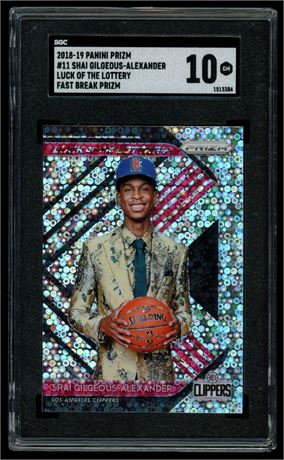 2018 Panini Prizm S Gilgeous-Alexander RC Luck Of The Lottery Fast Break SGC 10