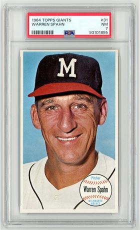 1964 Topps Giants #31 Warren Spahn PSA 7 NM