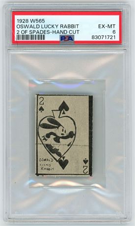 1928 W565 Oswald Lucky Rabbit 2 of Spades Hand Cut PSA 6 EXMT Only 12 Higher