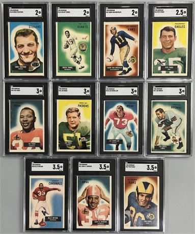 1955 Bowman Football SGC Graded Lot w/ Van Brocklin & Perry (11)