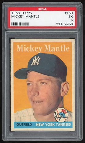 1958 Topps #150 Mickey Mantle PSA 5 EX Nicely Centered