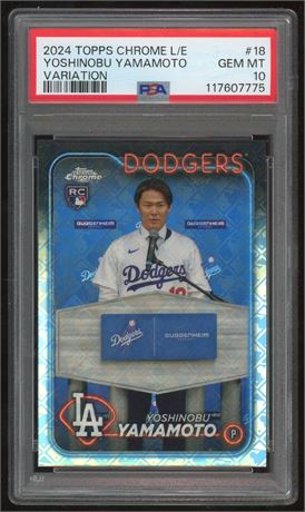 2024 Topps Chrome Logofractor #18 Yoshinobu Yamamoto RC PSA 10 GEM MINT