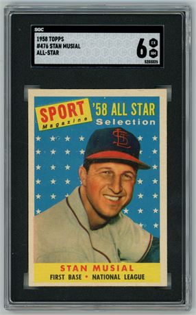 1958 Topps #476 Stan Musial All-Star SGC 6 EXMT