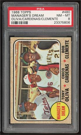 1968 Topps #480 Manager's Dream Oliva/Cardenas/Clemente PSA 8 NMMT