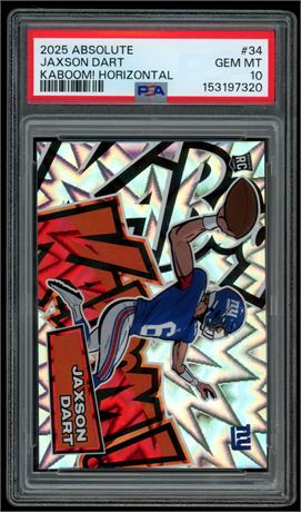 2025 Absolute #34 Jaxson Dart Kaboom! Horizontal PSA 10