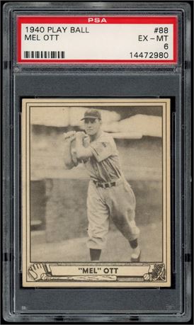 1940 Play Ball #88 Mel Ott PSA 6 EXMT