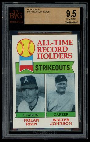1979 Topps #417 Nolan Ryan/Walter Johnson All-Time Record Holders BVG 9.5