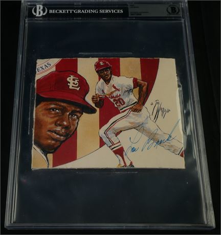 Lou Brock Signed Print BGS Authentic Autograph