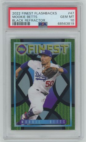 2022 Finest Flashbacks #47 Mookie Betts Black Refractor 22/25 PSA 10 GEM MINT
