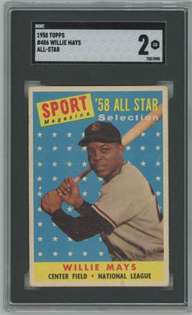 1958 Topps #486 Willie Mays All-Star SGC 2 GOOD