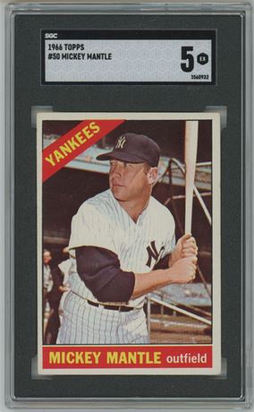 1966 Topps #50 Mickey Mantle SGC 5 EX
