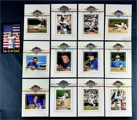 1993 Topps Stadium Club Master Photo Lot (13) w/ Mark McGwire Fleer Post Card
