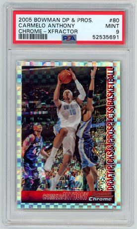 2005 Bowman Draft Picks & Prospects #80 Carmelo Anthony Chrome XFractor PSA 9