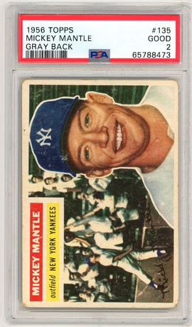1956 Topps #135 Mickey Mantle Gray Back PSA 2 GOOD READ